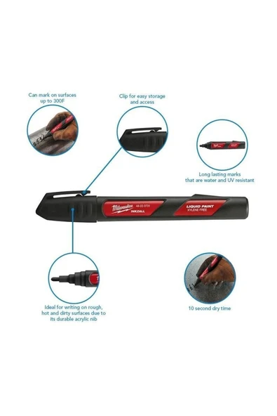 T48223731 Ağır Hizmet Tipi Inkzall™ Likit Boya İşaretleyici Siyah - Resim 6