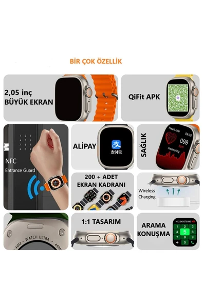 Teknojet Teknoloji İçin En İyi Adres Watch 8 H11 Ultra Plus Akıllı Saat (3 KORDONLU) 49mm Gerçek Kasa Boyutlu 2.02 Inç 450 Mah - Resim 4