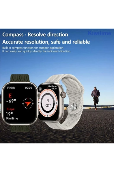 Teknojet Teknoloji İçin En İyi Adres HK9 Pro Akıllı saat 2.02 inch AMOLED Ekran Pusula Gerçek Nabız Monitörü Oyun Fener Mesaj Arama - Resim 3