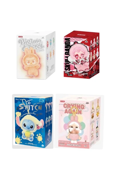 DMR Accessoire Mükemmel 4’lü set 1 adet labubu 1 adet skullpanda 1 adet cry baby 1 adet stitch ürün görseli