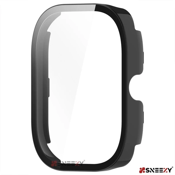 Sneezy Xiaomi Redmi Watch 4 Uyumlu PC Sert Kasa Ve Ekran Koruyucu  Siyah - Resim 3
