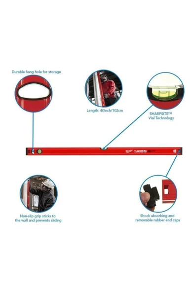 Milwaukee T4932459093 Ağır Hizmet Tipi Slim Su Terazisi 100cm - Resim 5