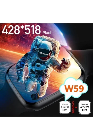 Teknojet Teknoloji İçin En İyi Adres W59 Watch 9 Note Pro Akıllı saat 47 mm 2.2 INC Android IOS uyumlu - Resim 5