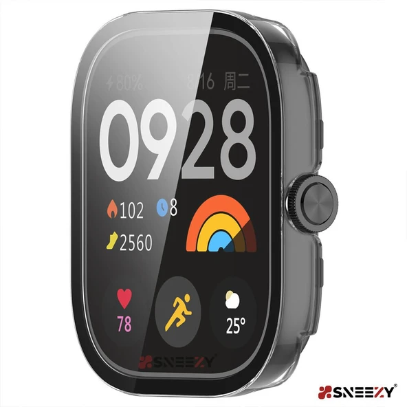 Sneezy Xiaomi Redmi Watch 4 Uyumlu PC Sert Kasa Ve Ekran Koruyucu  Şeffaf - Resim 4