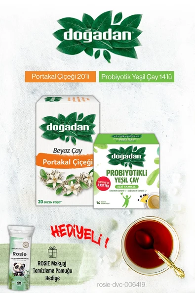 Doğadan Beyaz Çay Portakal Çiçeği ve Probiyotikli Açai Ananas Poşet Çay ve Rosie Hediyeli ürün görseli