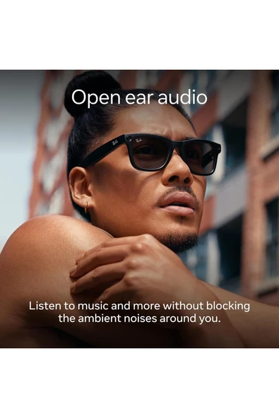 Braventa Collection Meta Wayfarer Akıllı Gözlük Parlak Siyah G15 Yeşil RW4006 - Resim 4