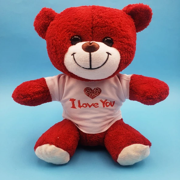 Kırmızı I Love You Tişörtlü Peluş Ayıcık ürün görseli