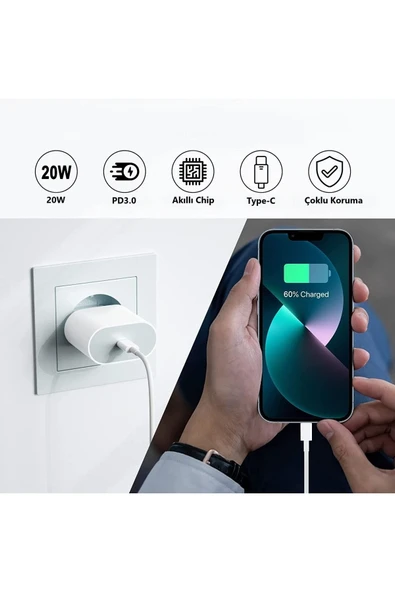 Teknojet Teknoloji İçin En İyi Adres iPhone 15 20w USB-C Adaptör Kablo Şarj Seti - Resim 2