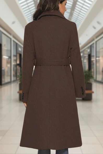 Kemer Detaylı Aksesuarlı Kaşe Kaban - Resim 3