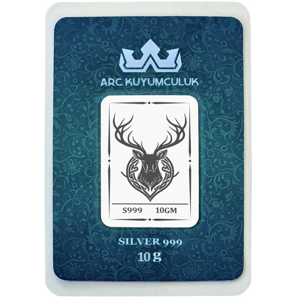 999 Ayar Gümüş ile Üretilmiş Geyik Temalı Hediyeye Özel 10 Gram Gümüş Külçesi-709 ürün görseli