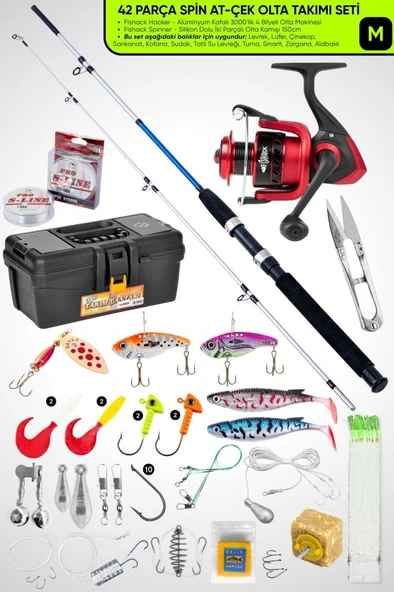 Spin At-Çek Deniz ve Göl Profesyonel Olta Seti Takımı - M - 1.50MT / 10-30GR - 42 Parça Elite - Resim 3