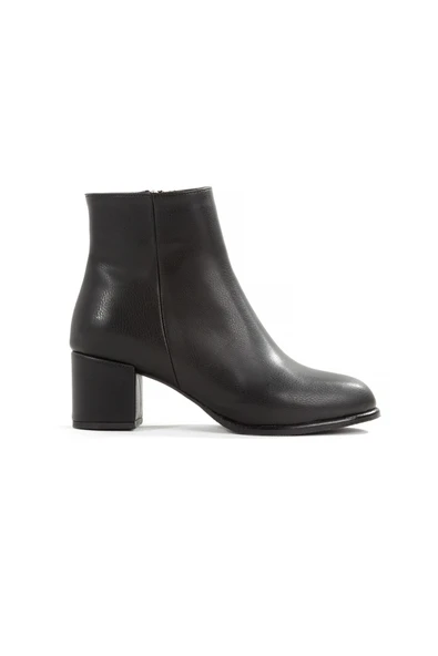 Siyah Mat Kalın Kısa Topuklu Günlük Kadın Bot Aden - Resim 5