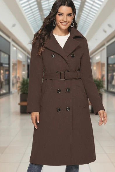 Kemer Detaylı Aksesuarlı Kaşe Kaban ürün görseli 1