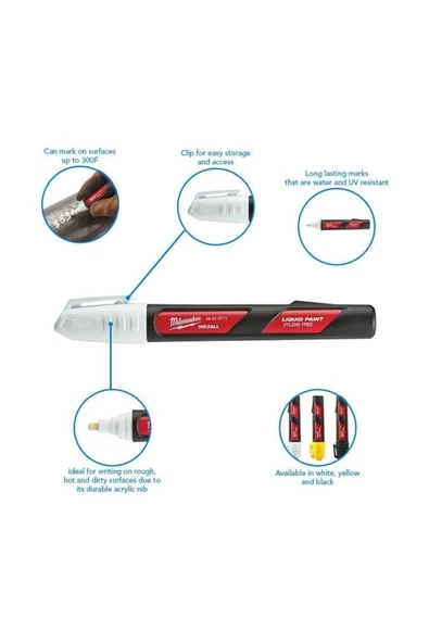 Milwauke T48223711 Marker Boya Kalem Beyaz - Resim 6