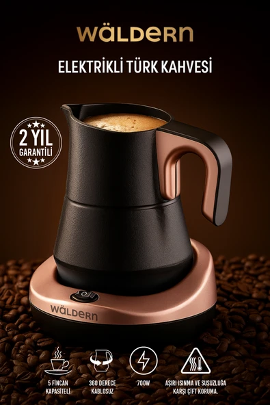 Waldern Elektrikli Közde Türk Kahvesi ve Türk Kahve Makinesi Rose Gold ürün görseli