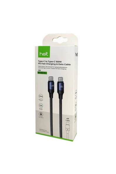 Helt Ht-dc15 100w Pd Ip Örgü 120 Cm Type-c To Type-c Şarj Data Kablosu - Resim 3
