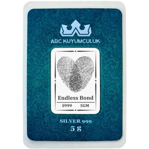 Aşk Temalı 999 Ayar Gümüş ile Tasarlanmış Hediyeye Özel 5 Gram Gümüş Külçesi-710 ürün görseli