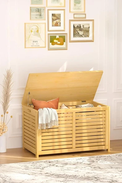 Digithome Bambu Oyuncak Sandığı Oyun Odası Düzenleyici Oyuncak Dolabı Saklama Sandık DB-0032 - Resim 4