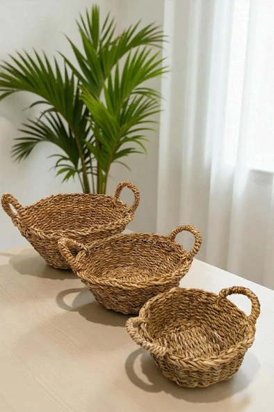 Digithome 3’lü Naturel  Yuvarlak Organizer Sepet -PNL-PH25 S/3 ürün görseli