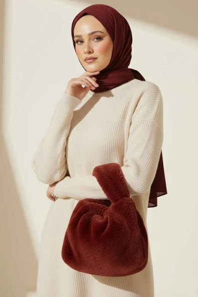 Düşük Kol Detaylı Triko Tunik Taş - Resim 2