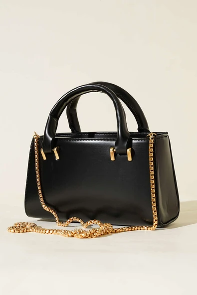 Zincir Askılı Mıknatıslı Çanta Siyah ürün görseli 1