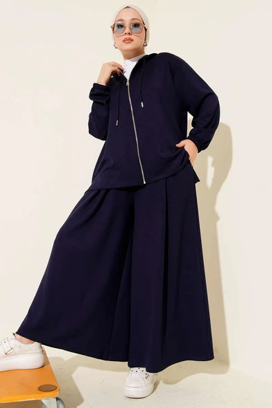 Loyşa Basic Fermuarlı Kapüşonlu İkili Takım Lacivert ürün görseli 1