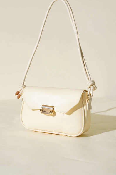 Mıknatıs Kapaklı Çift Saplı Çanta Krem ürün görseli 1