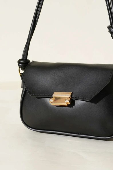 Mıknatıs Kapaklı Çift Saplı Çanta Siyah - Resim 3