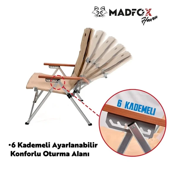 Madfox Haven 6 Kademeli Katlanır Kamp Sandalyesi - Resim 8
