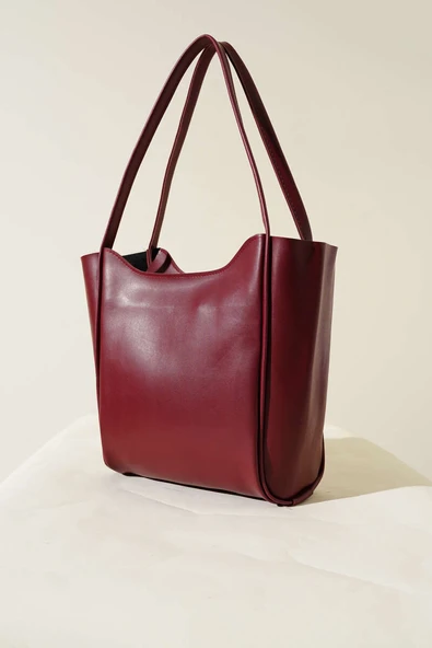 Fermuarlı Uzun Kulplu Kol Çanta Bordo ürün görseli 1