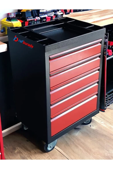 RafBurada 5 Çekmeceli Alet Dolabı İçi Boş Atölye Usta Set Takım Arabası - Resim 3