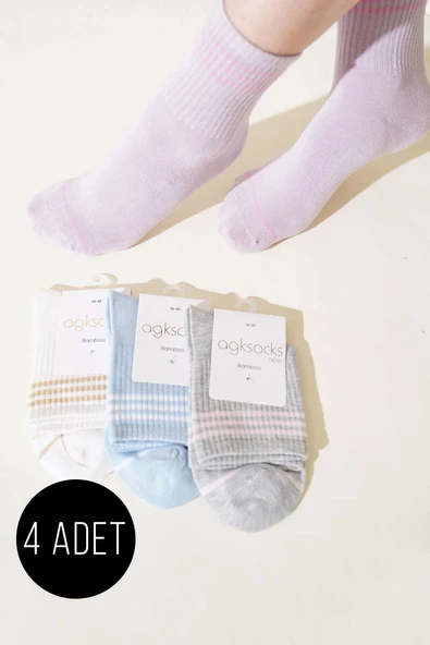 Bayan 4lü Çemberli Soket Çorap Asorti 1 ürün görseli 1