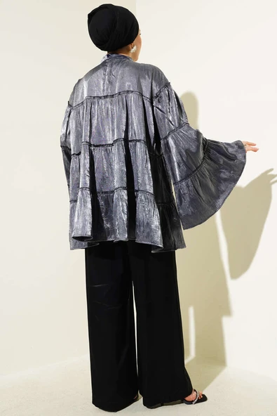 Parlak Kat Kat Tunik Gri - Resim 3