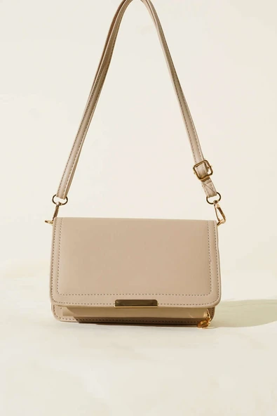 Cüzdan Detaylı Çanta Bej - Resim 2