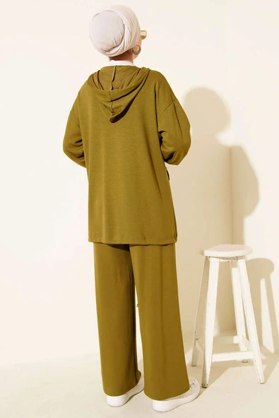 Loyşa Fermuarlı Cepli Kapüşonlu İkili Takım Yeşil - Resim 3