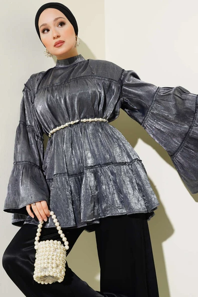 Parlak Kat Kat Tunik Gri ürün görseli