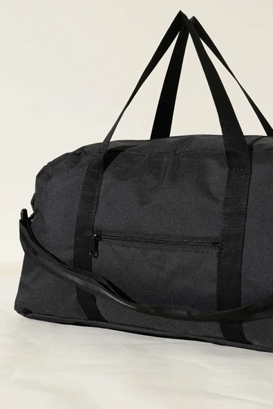 Ayarlanabilir Saplı Fermuarlı Spor Çanta Siyah - Resim 3