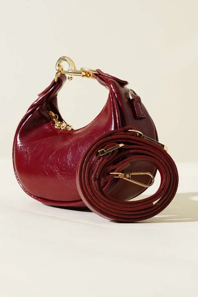 Kancalı Mini Çanta Bordo ürün görseli 1