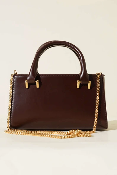 Zincir Askılı Mıknatıslı Çanta Acı Kahve - Resim 2