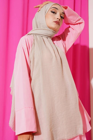 Aya Serisi İnce Pamuk Şal Bej -174 ürün görseli 1