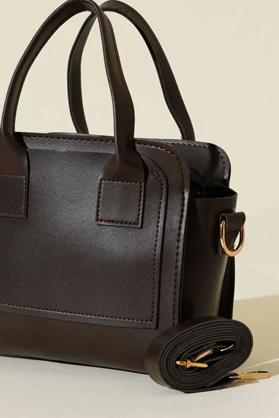 Fermuarlı Kare Çanta Acı Kahve - Resim 3