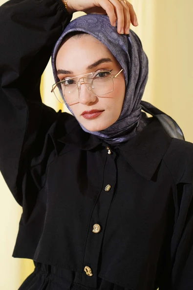 Mini Çiçekli Soft Eşarp Füme ürün görseli 1