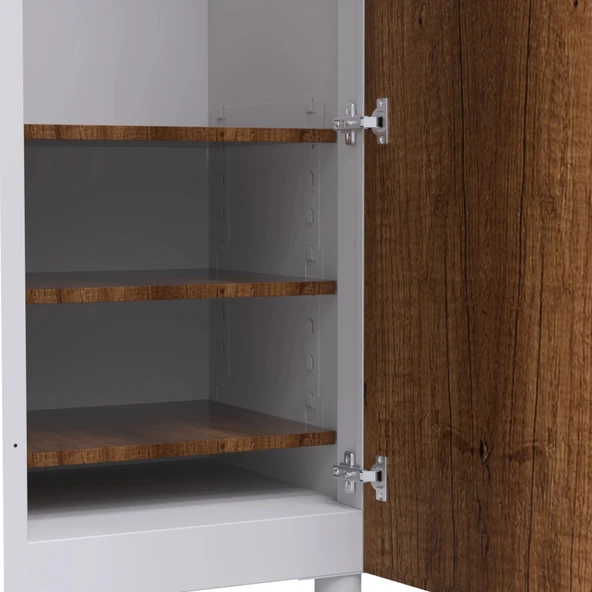 Tek Kapılı Metal Gövdeli Ahşap Kapaklı Soyunma Dolabı – Vestiyer Portmanto Askılık – Askılıklı ve Raflı - Resim 6
