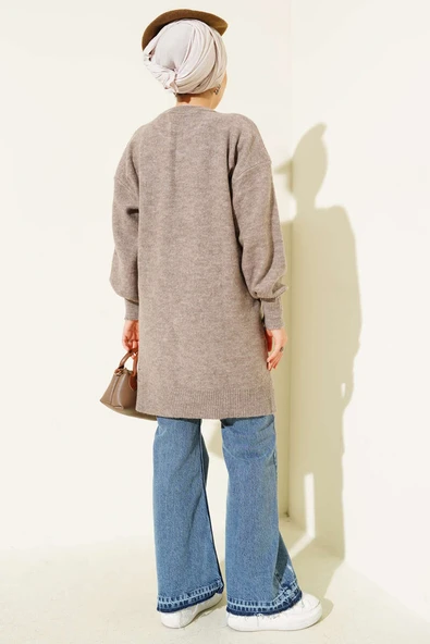 Kabartma Desen Yumoş Triko Tunik Vizon - Resim 3