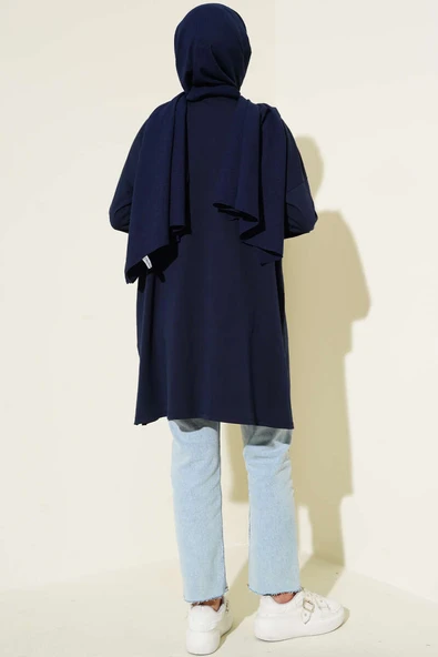 Yan Yırtmaçlı Basic Tunik Lacivert - Resim 3