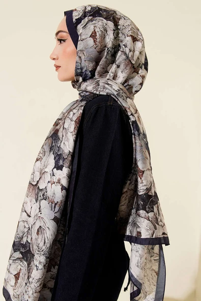 Elora Serisi Desenli Şal Lacivert - Resim 3