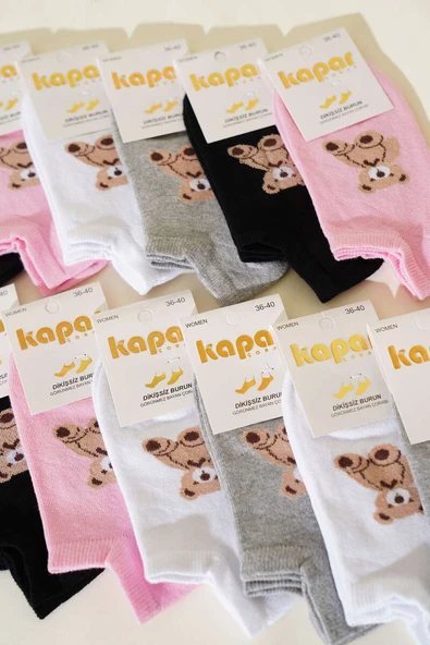 Kadın 12li Karışık Desenli Sneakers Çorap Asorti 2 - Resim 2