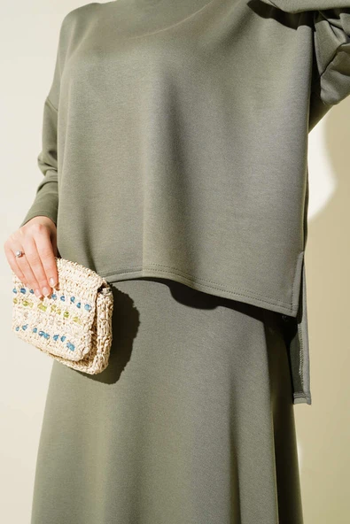 Loyşa Basic Tunik Etek İkili Takım Çağla Yeşili - Resim 4