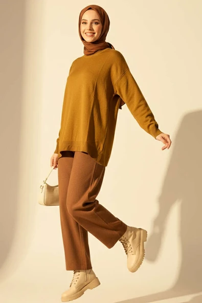 Bisiklet Yaka Merserize Tunik Yağ Yeşili - Resim 2