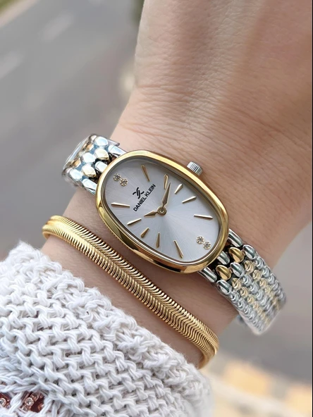Daniel Klein Oval Kasa Vintage Özel Seri 2 Yıl Garantili 3 Atm Kadın Kol Saati+Bileklik BD.14130.4 ürün görseli